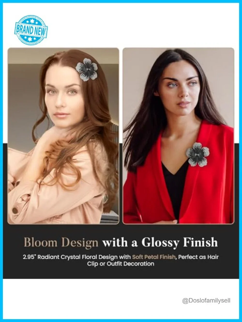 Crystal Flower Hair Clips - Hibiscus Hawaiian Style for Women Boho Braids